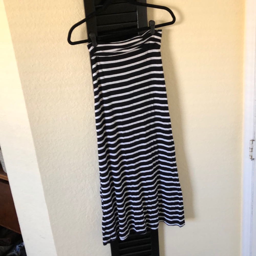 Black and white striped maxi skirt